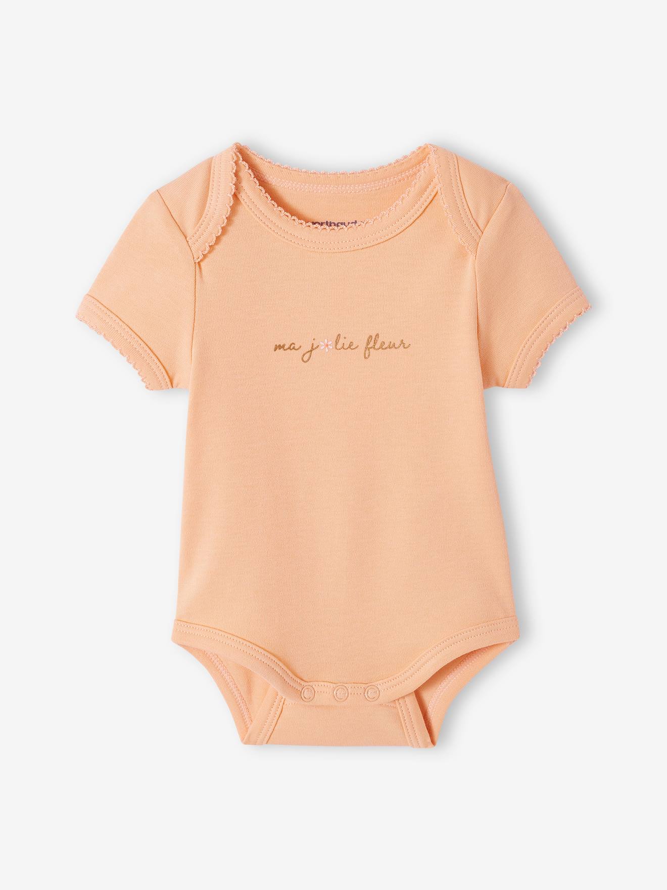 Vertbaudet 3er-Pack mitwachsende Baby Schlupfbodys, Bio-Baumwolle Oeko-Tex - aprikose pudrig