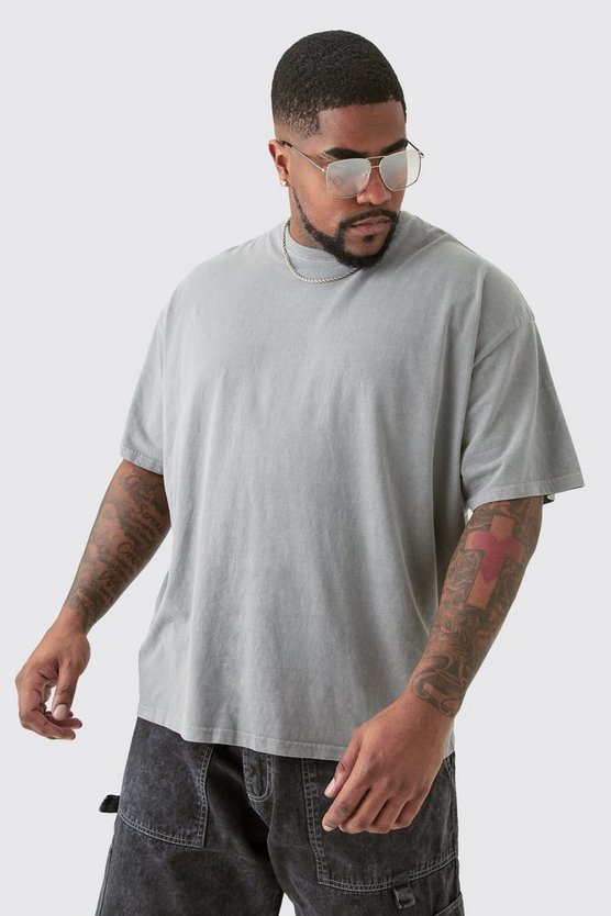 Plus graues T-Shirt mit Monaco-Print