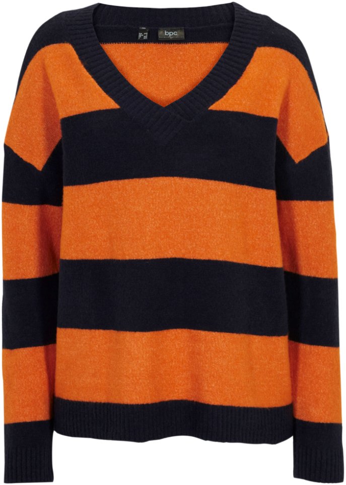 Gestreifter Pullover mit V-Ausschnitt