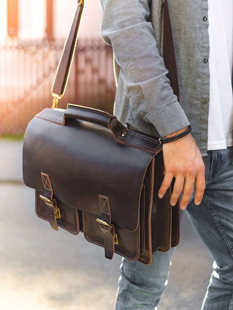 Jahn-Tasche Aktentasche Naturleder Lehrertasche, Anilin-Leder Braun Jahn-Tasche 420-anilin