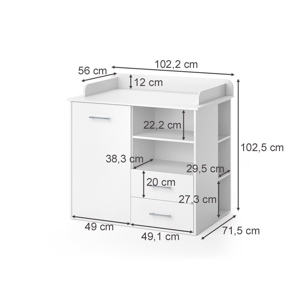 Vicco Wickelkommode Wickeltisch Wickelschrank LEA Weiß
