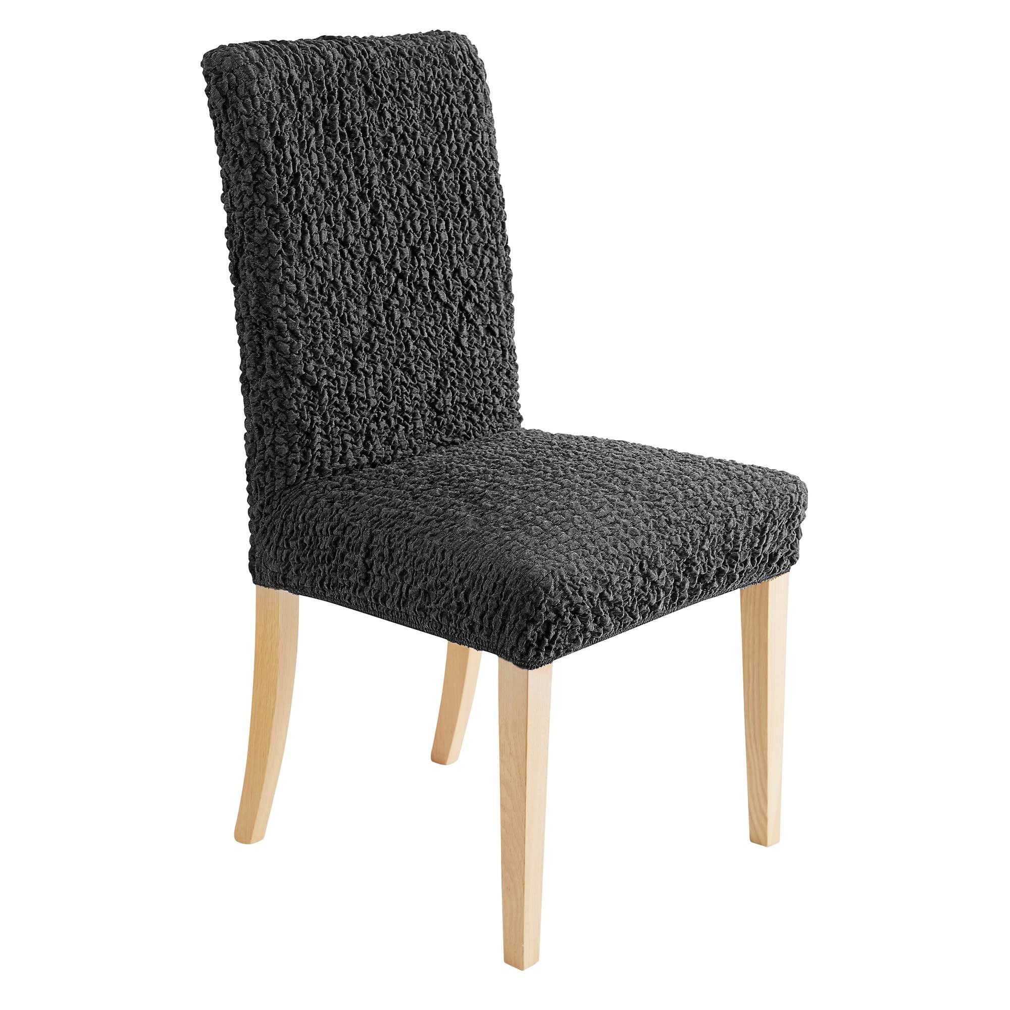 Housse chaise unie gaufrée bi-extensible