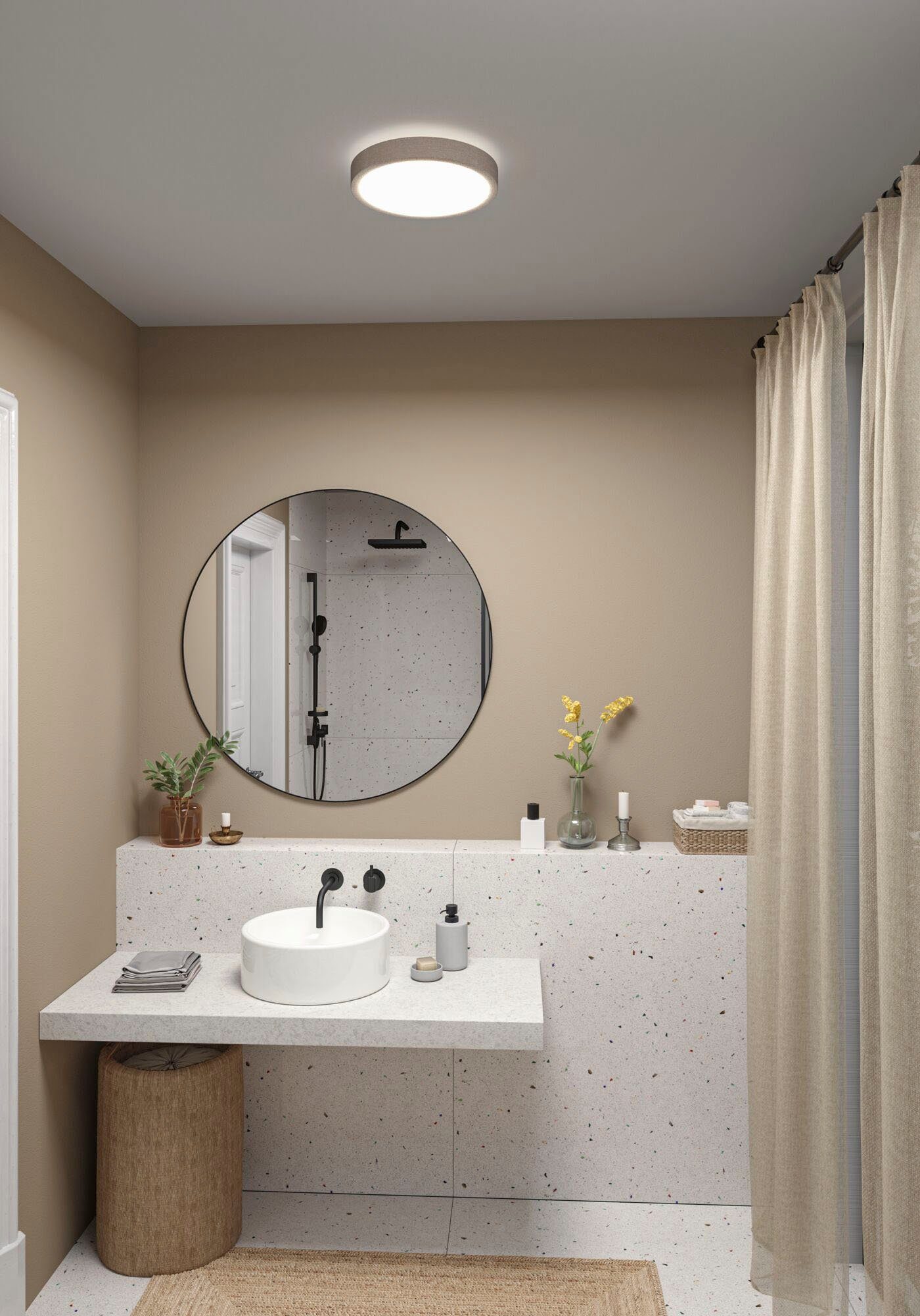 Paulmann LED Panel Cosara 15W 3000K 300mm beige IP44, LED fest integriert, Warmweiß