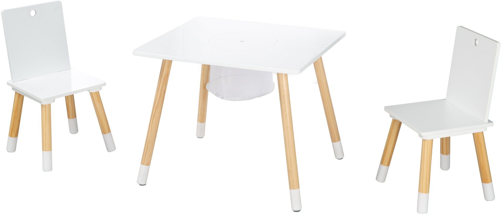 roba® Kindersitzgruppe Sitzgruppe mit Aufbewahrungsnetz, weiß, aus Holz