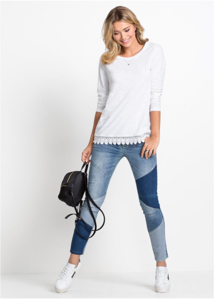 Skinny Jeans mit dreieckigen Einsätzen