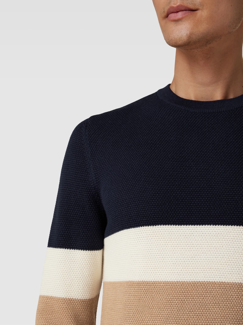 Strickpullover in Colour-Blocking-Design Modell 'Niniano' in marineblau