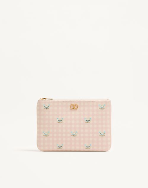 Bolsa clutch exclusiva Le Chat De La Maison VLogo em couro de bezerro granulado