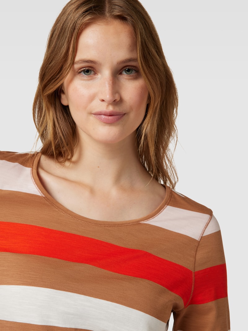 Longsleeve mit Streifenmuster in mittelbraun