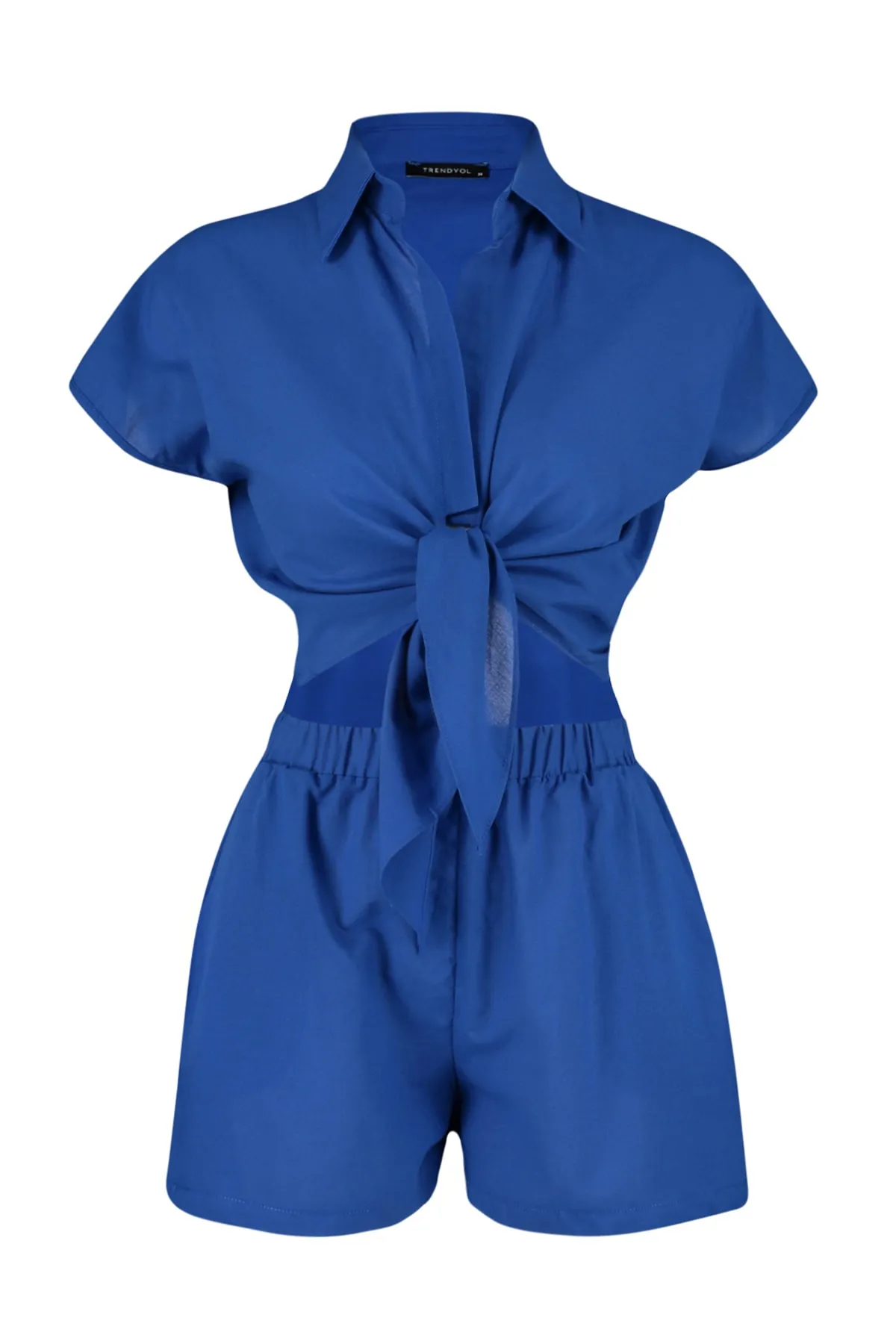 Trendyol Collection  Saks – Gewebtes, gebundenes Hemd-Shorts-Set aus 100 % Baumwolle, TBESS23AU00146
