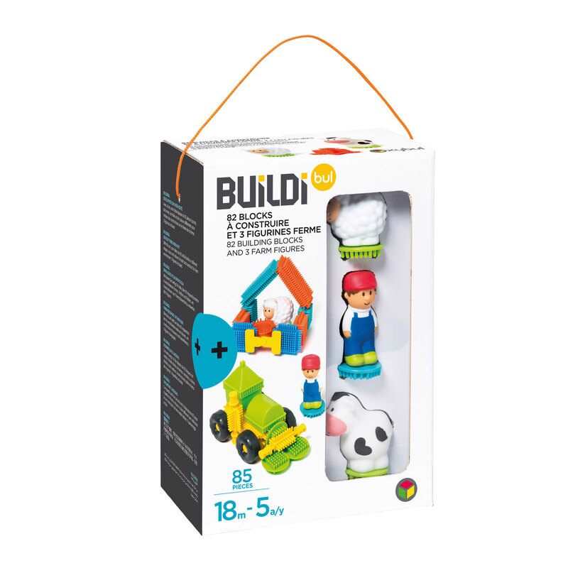 82 blocks à construire et 3 figurines ferme Oxybul