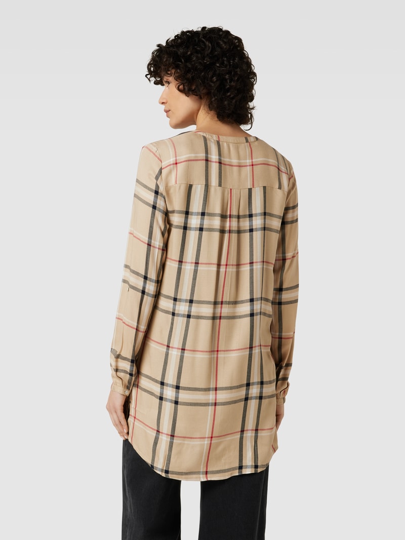 Bluse mit Tunikakragen in beige