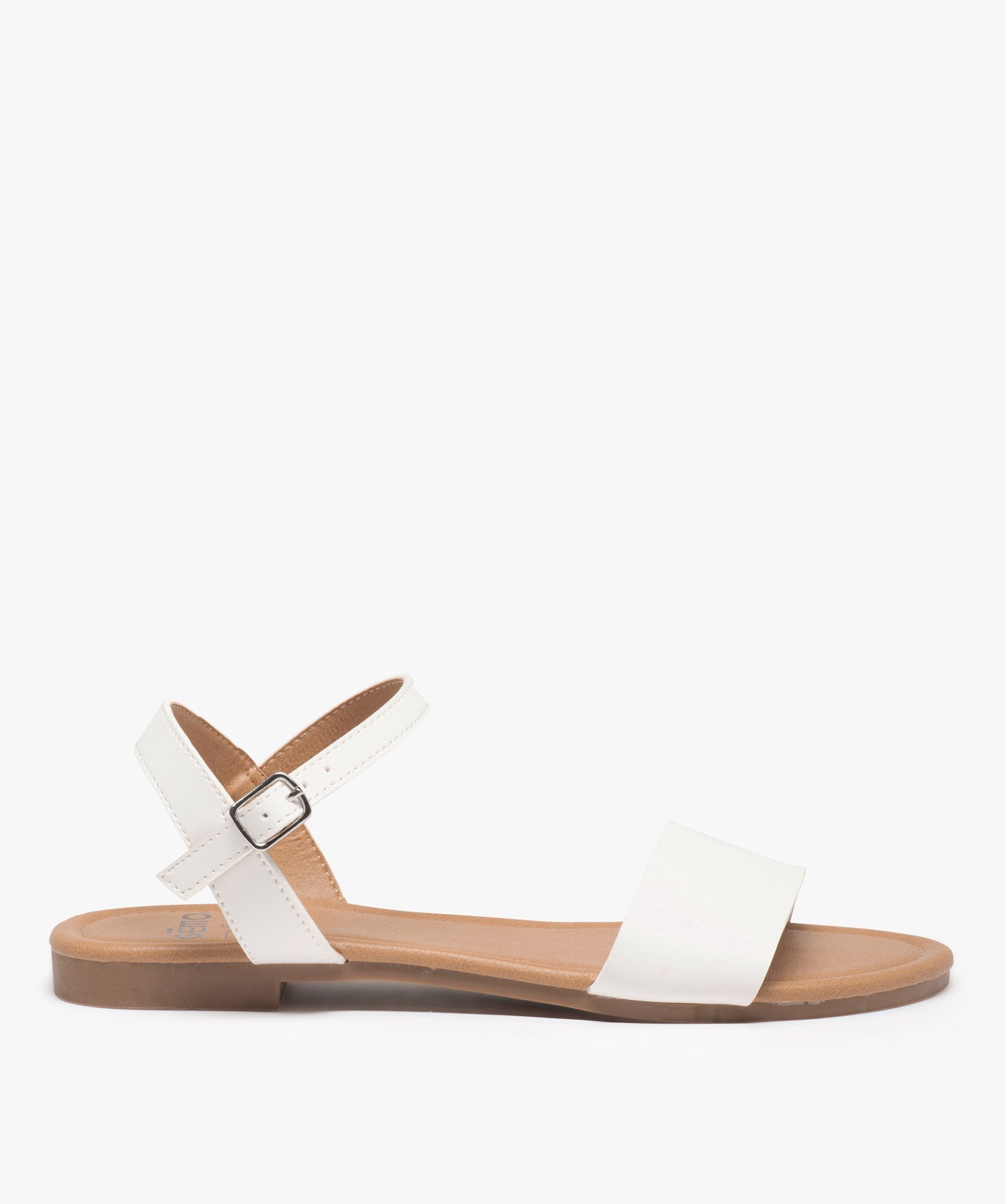 Nu-pieds femme unis à talon plat et bride large blanc | GEMO