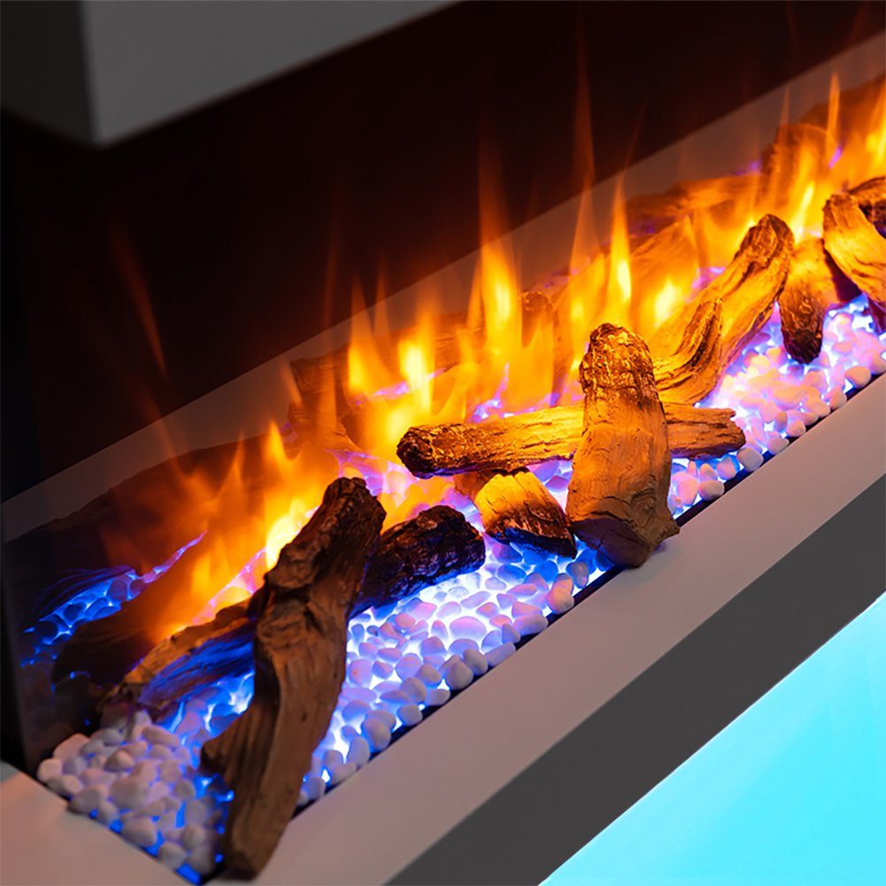 RICHEN Elektrokamin Nikos, Standkamin mit Heizung 2000W, 3D-Flammeneffekt, LED-Beleuchtung, Fernbedienung, Timer, Thermostat