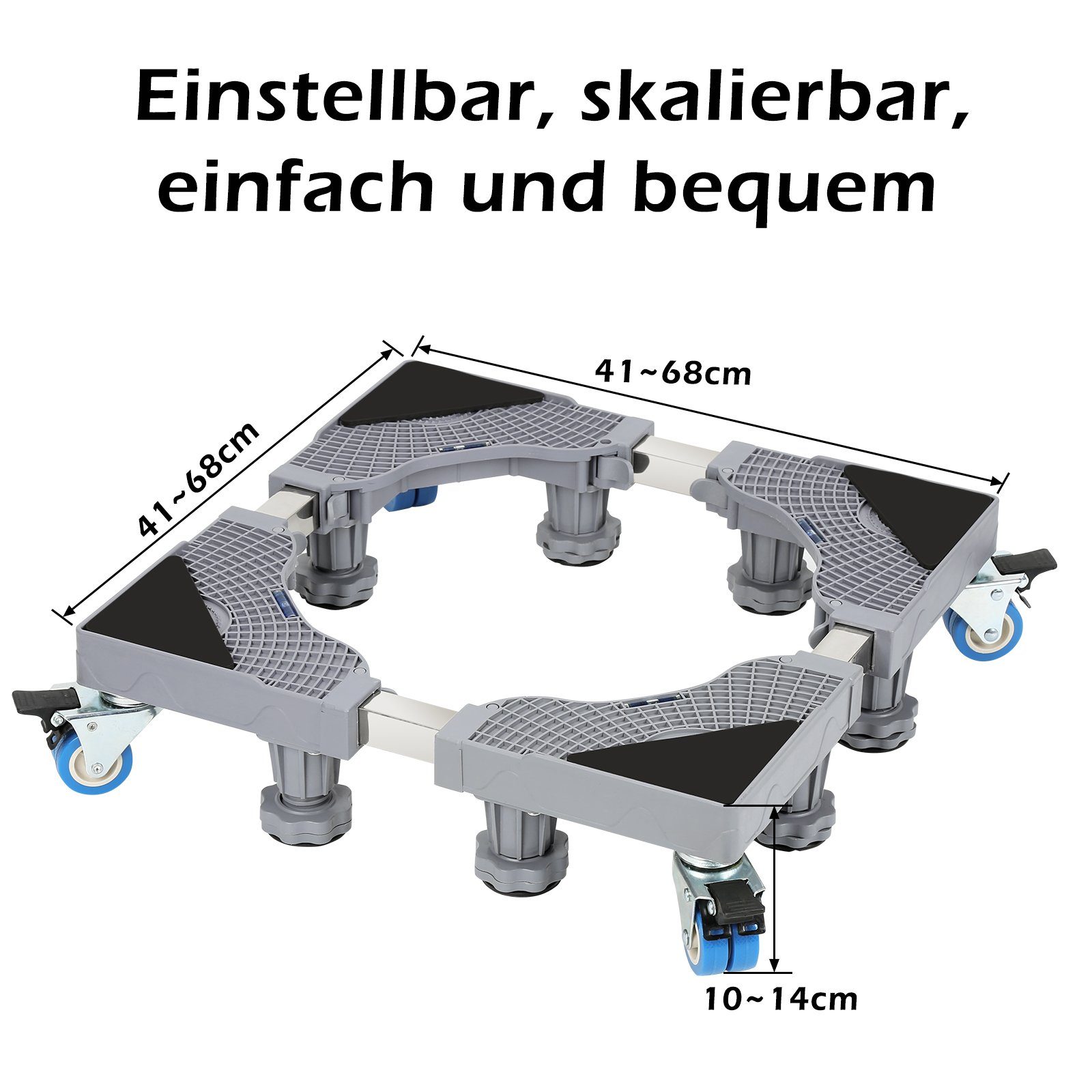 Clanmacy Untergestell Waschmaschinen Untergestell Sockel - Podeste & Rahmen für Waschmaschine, Trockner, Kühlschrank und Gefrierschrank Einstellbare 8 Beine+4 Räder
