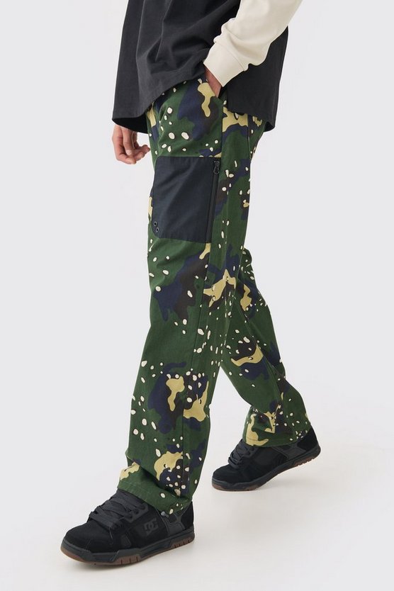 Lockere Camouflage Twill-Hose mit elastischem Bund und Gürtel