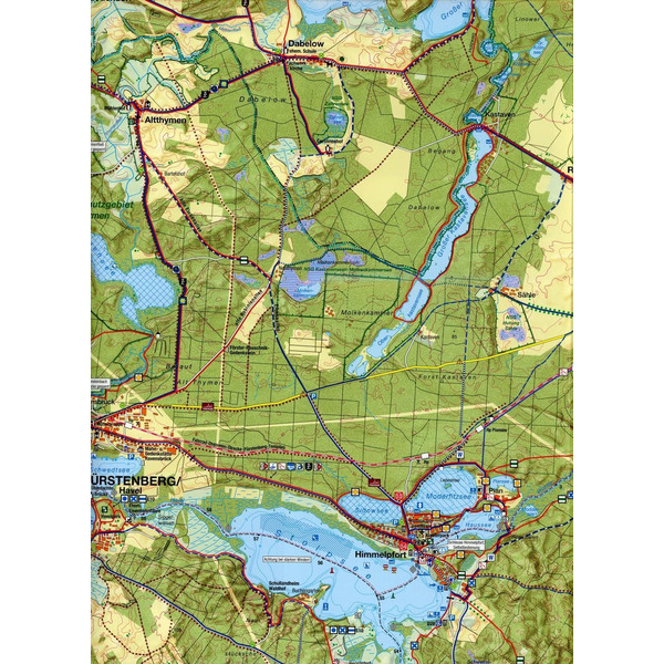Fürstenberg/Havel, Lychen 1 : 35 000 Rad-, Wander- und Gewässerkarte - Fahrradkarte