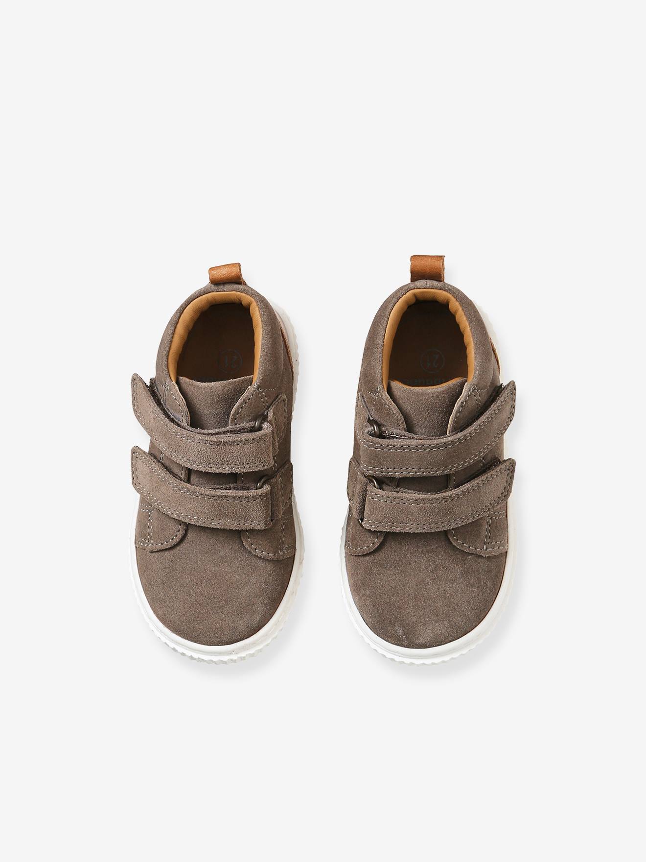 Bottines scratchées cuir bébé garçon taupe
