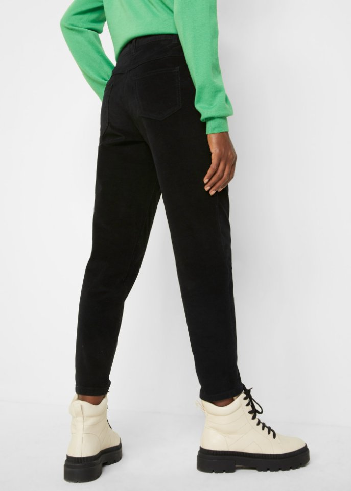 High-Waist-Cordhose mit Bequembund, knöchellang