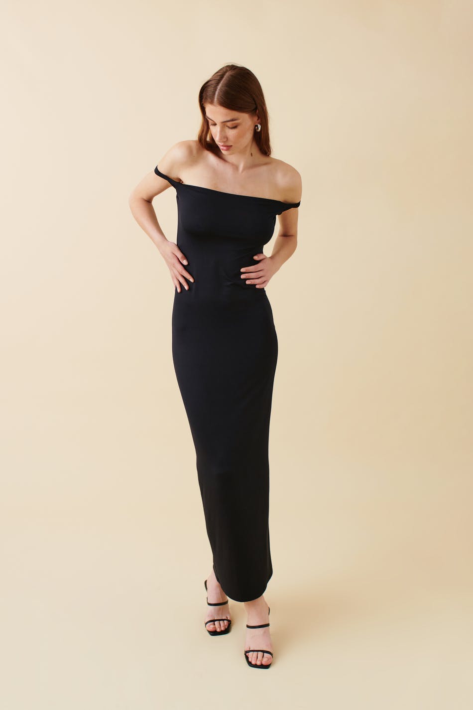 Twisted off shoulder maxi dress