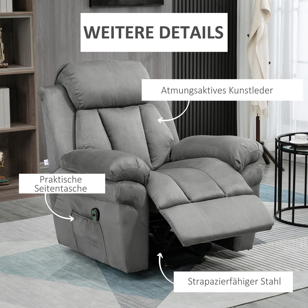 HOMCOM Elektrischer Fernsehsessel Aufstehsessel Sessel mit Aufstehhilfe