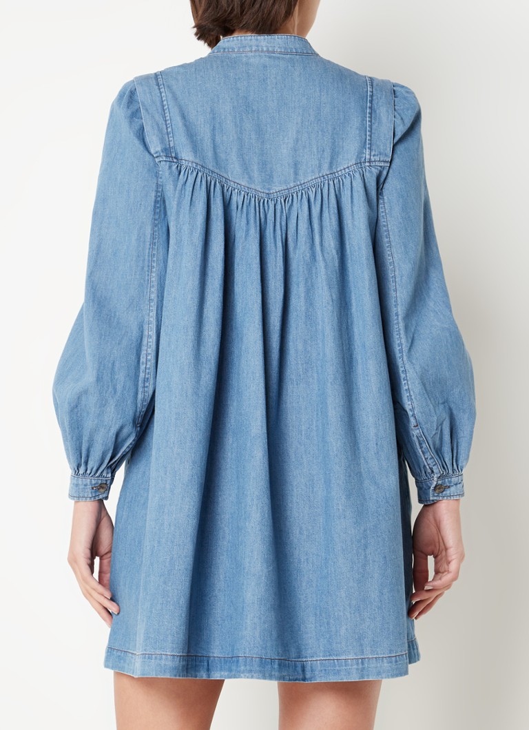 Rochie tip cămașă din denim Whistles cu mâneci bufante și croială în A