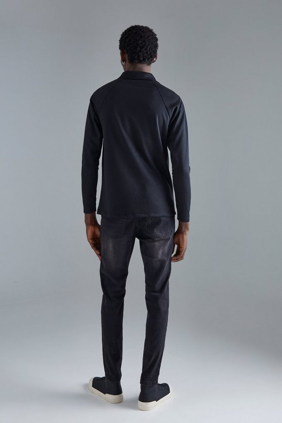 Langärmliges Slim-Fit Raglan Poloshirt