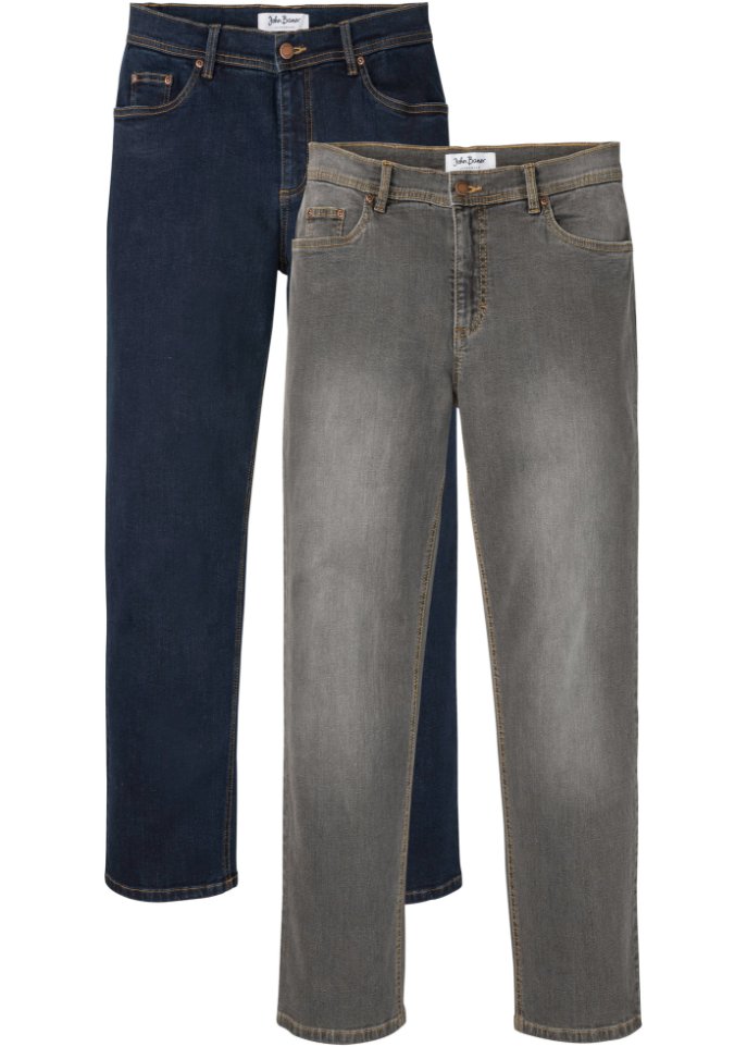 Regular Fit Stretch-Jeans, Straight (2er Pack)