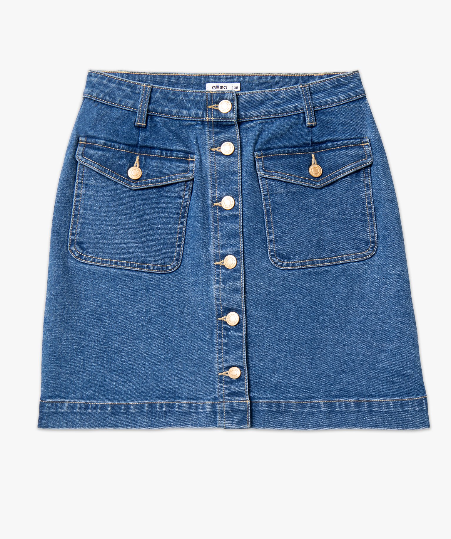Jupe en jean boutonnée sur l’avant femme denim | GEMO