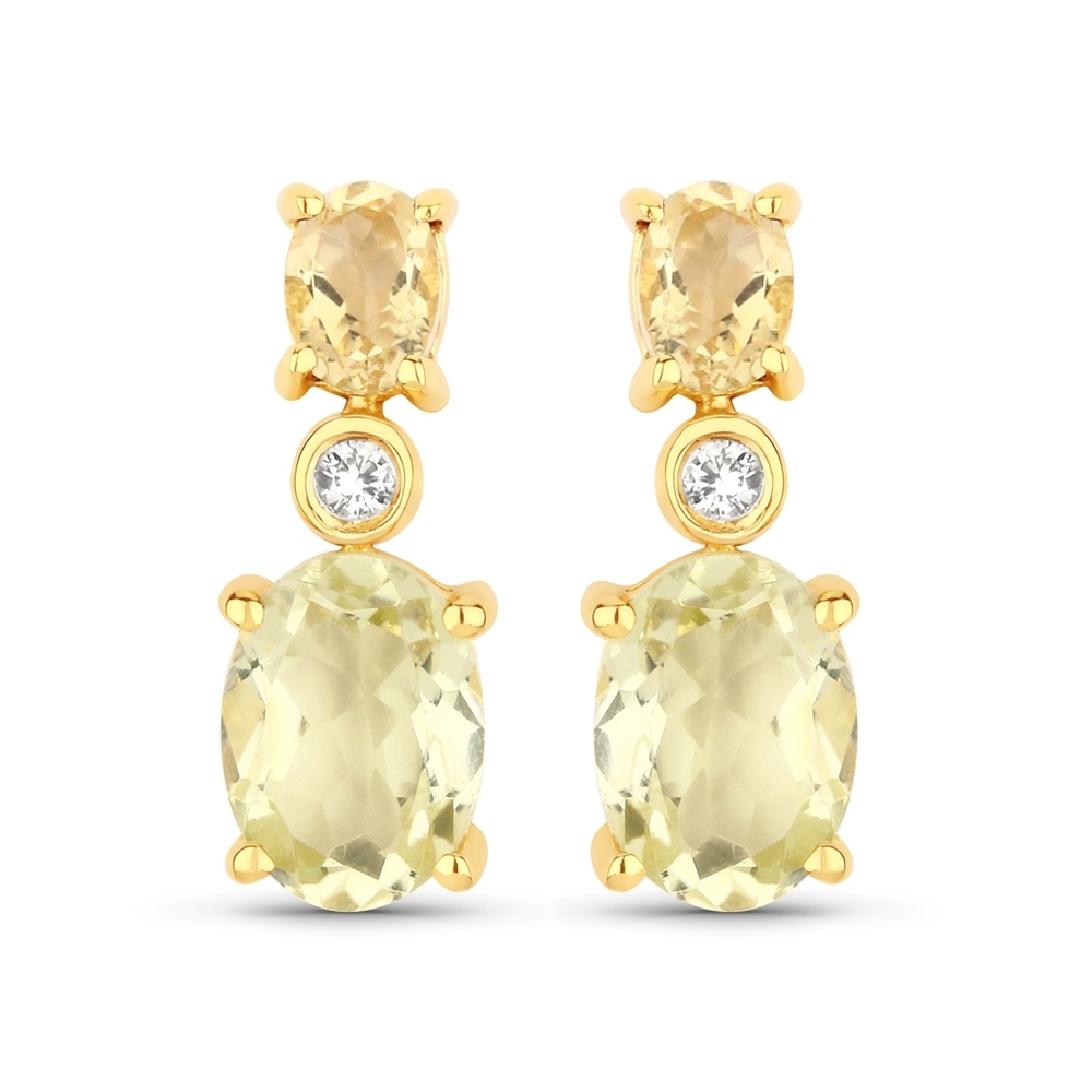 Rafaela Donata Boucles doreilles Argent sterling Quartz citron en Or jaune Bijoux