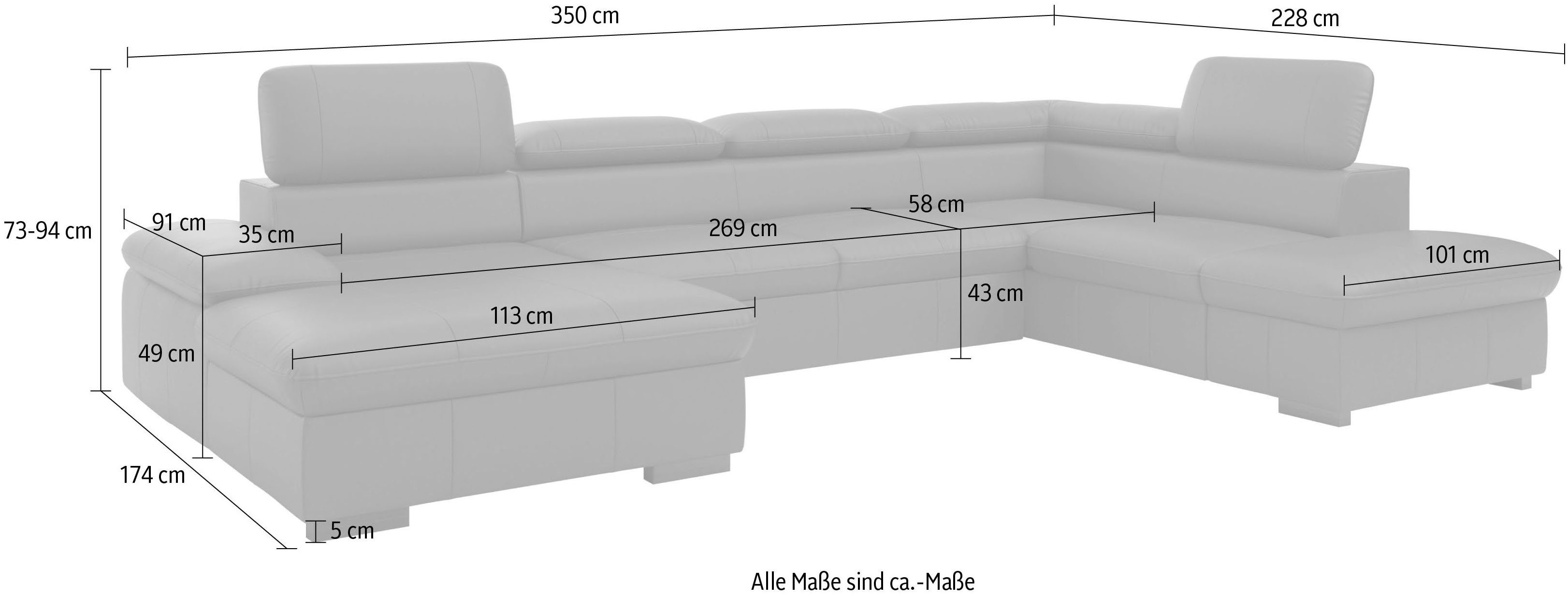 Home affaire Wohnlandschaft Alberto, inkl. Kopfteilverstellung, wahlweise mit Bettfunktion