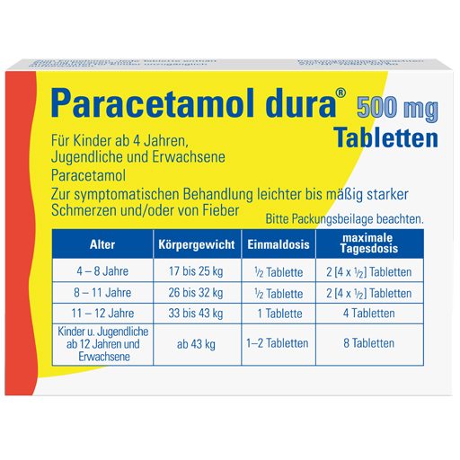 PARACETAMOL dura 500 mg Tabletten  20 St  Tabletten