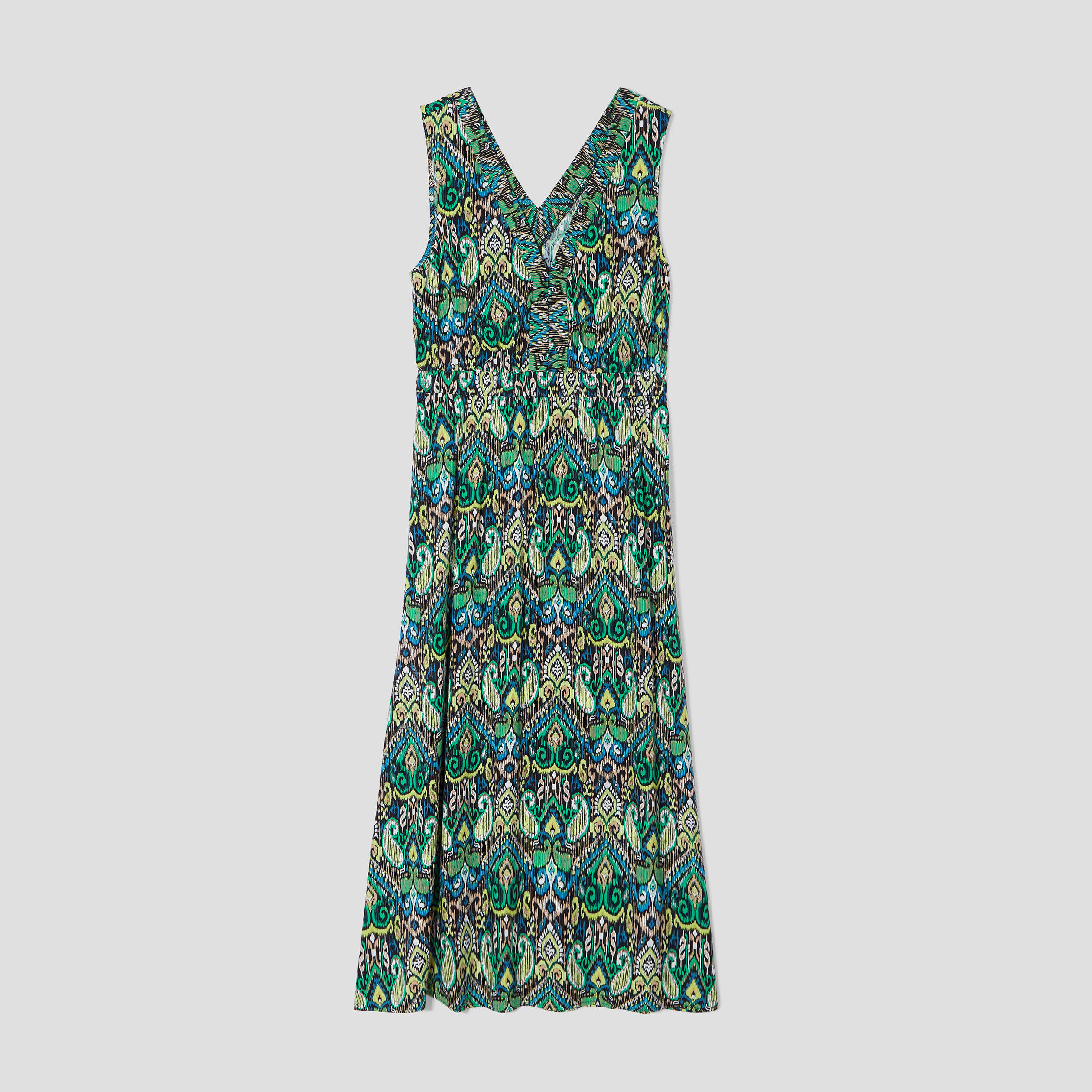 Robe longue évasée col en V noir femme | Cache Cache
