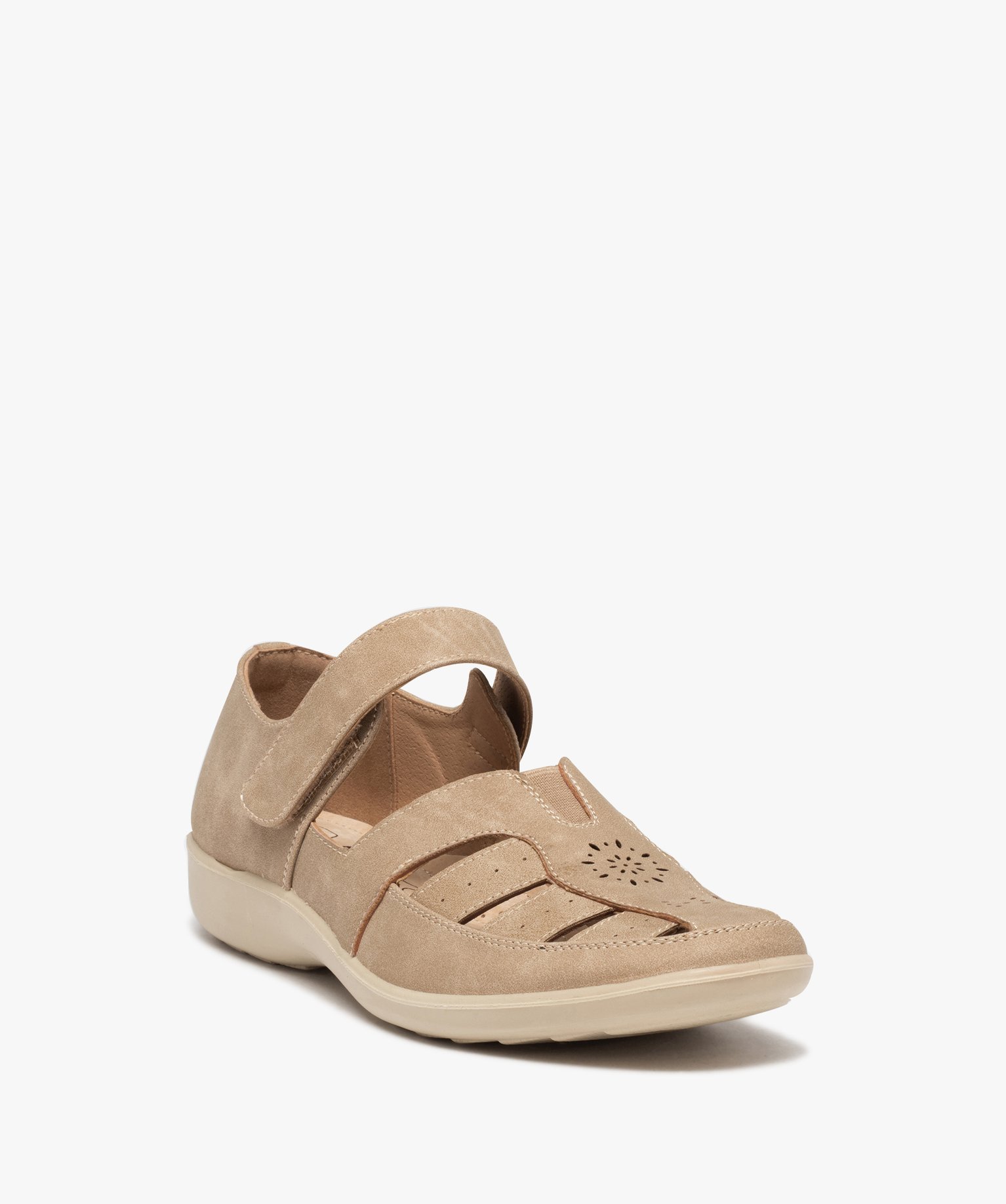 Ballerines femme confort à brides ouvertes beige | GEMO