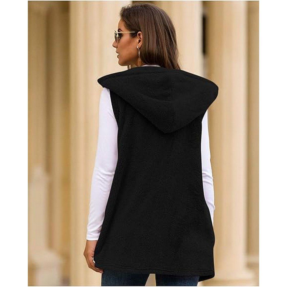 Ronner UG Fleeceweste Damenweste ärmellose Weste Kapuzen Fleecejacke Strickjacke Winterwest (1-tlg)