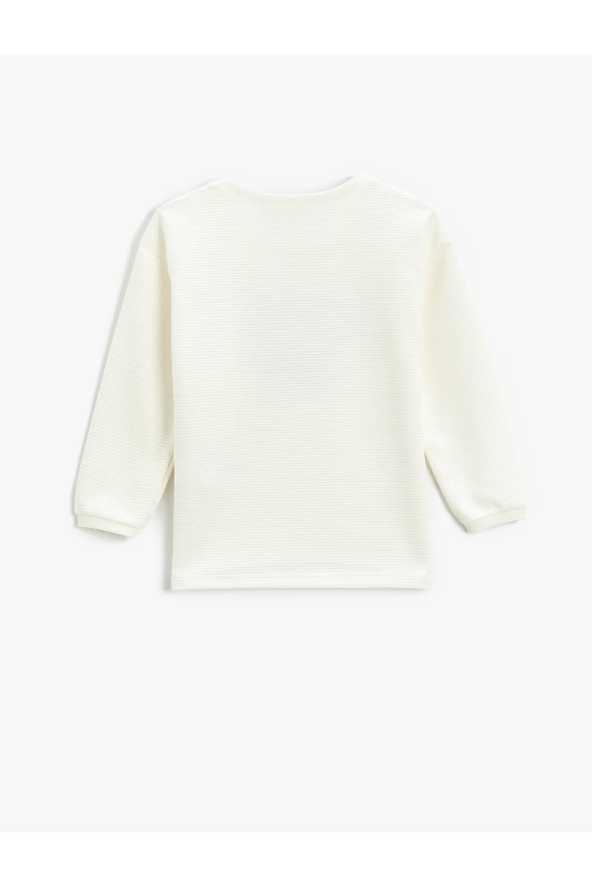 Koton  Geripptes Sweatshirt mit glänzendem Herz-Print und Rundhalsausschnitt