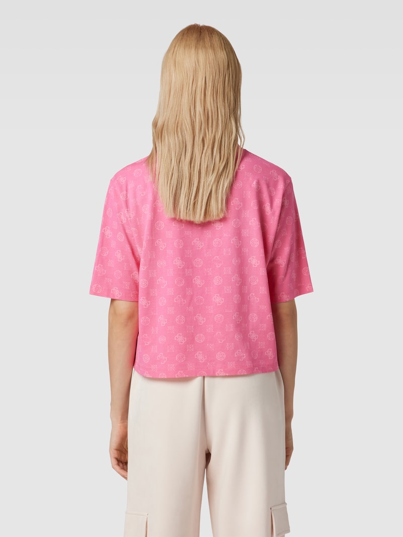 Crop T-Shirt mit Allover-Label-Print Modell 'ALETHA' in pink