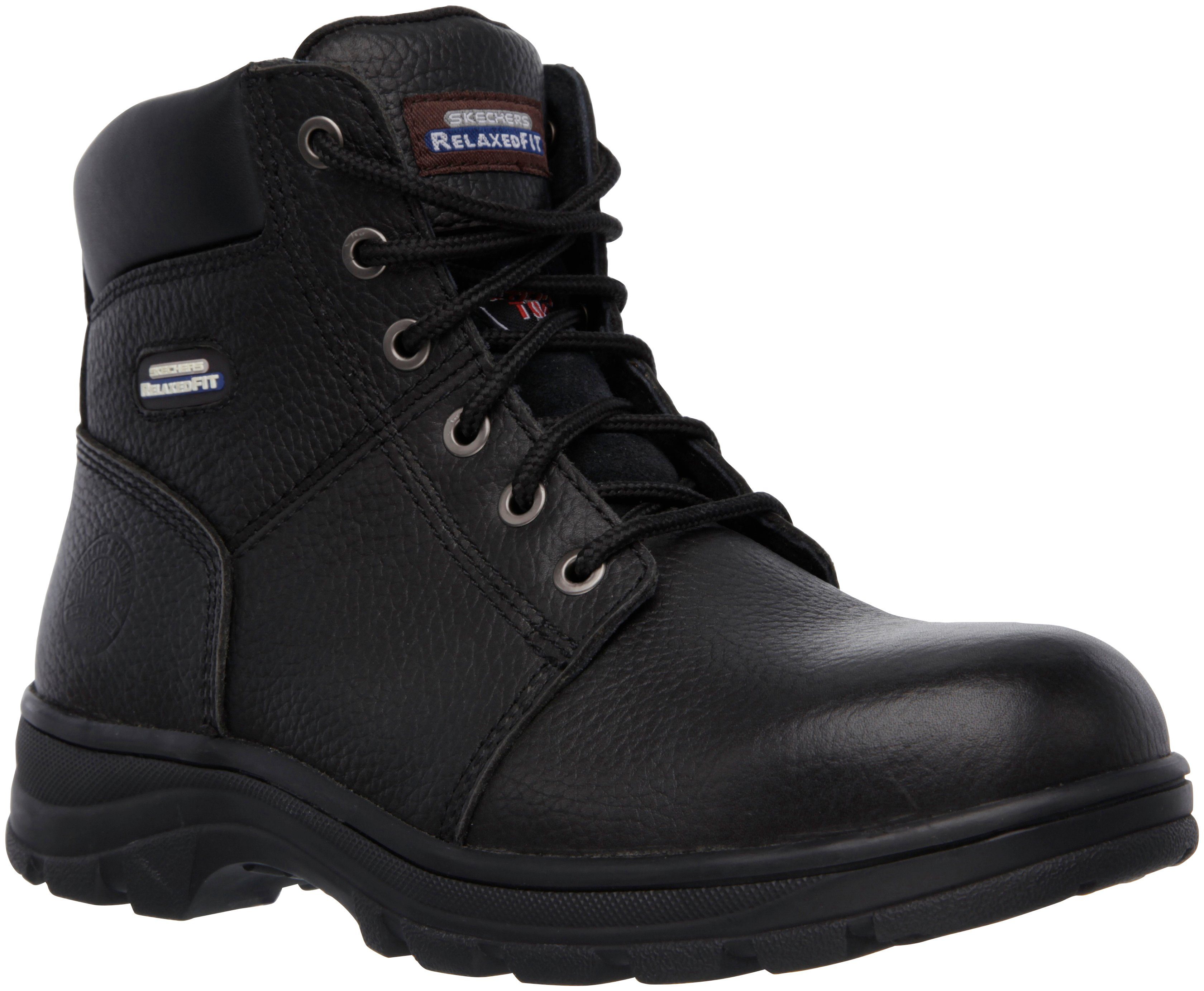 Skechers WORKSHIRE Sicherheitsstiefel SB FO SRA, klassischer Lederstiefel mit Memory Foam Einlegesohle
