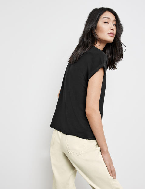 Blusenshirt mit Chiffon-Overlayer
