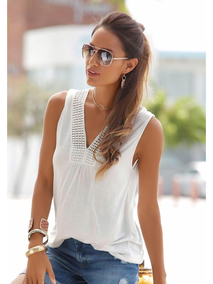 LASCANA Strandtop in creme günstig kaufen