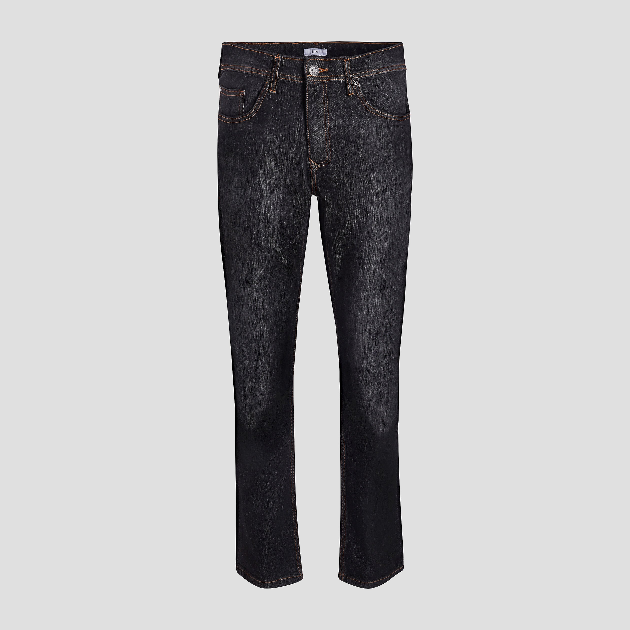 Jeans straight effet délavé noir homme | La Halle