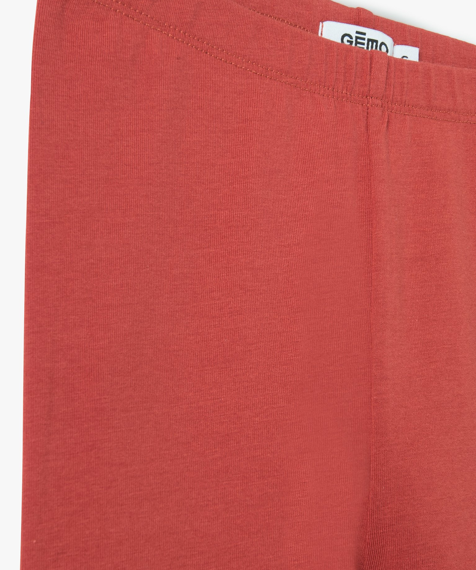 Legging fille long uni en coton stretch rouge | GEMO