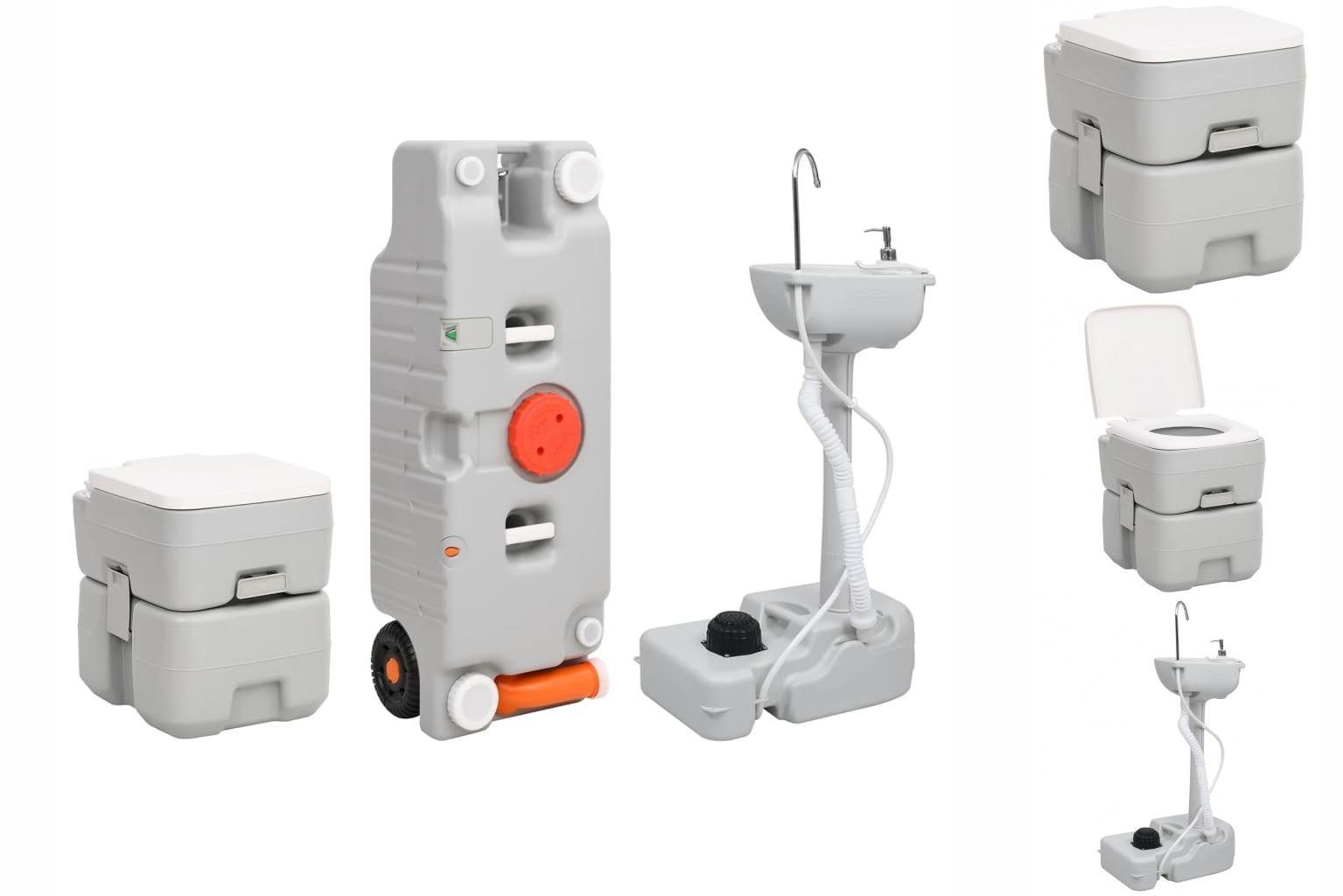 vidaXL Campingtoilette Tragbare Campingtoilette mit Waschbecken und Wasserbehälter