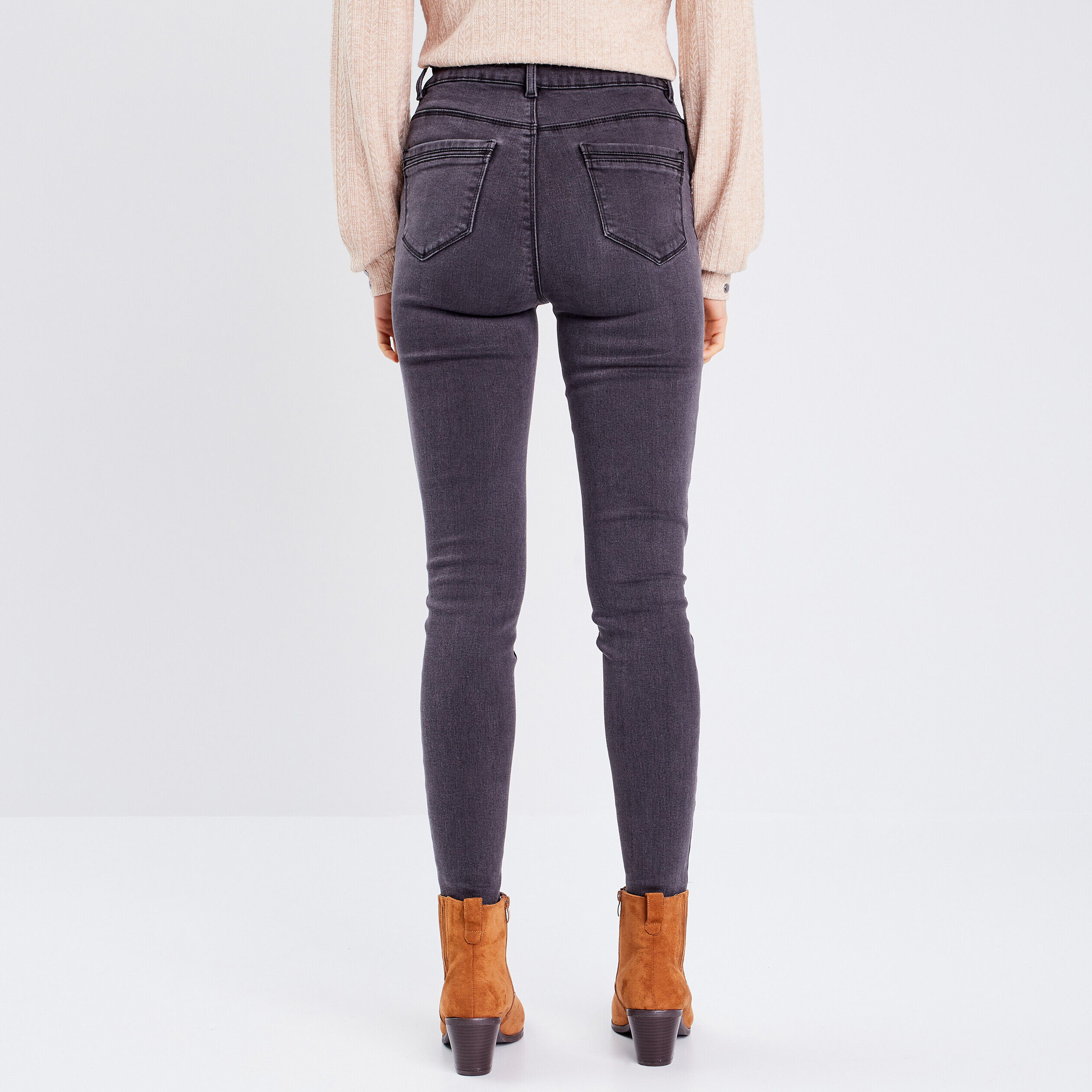 Jeans skinny taille haute denim noir femme | Cache Cache