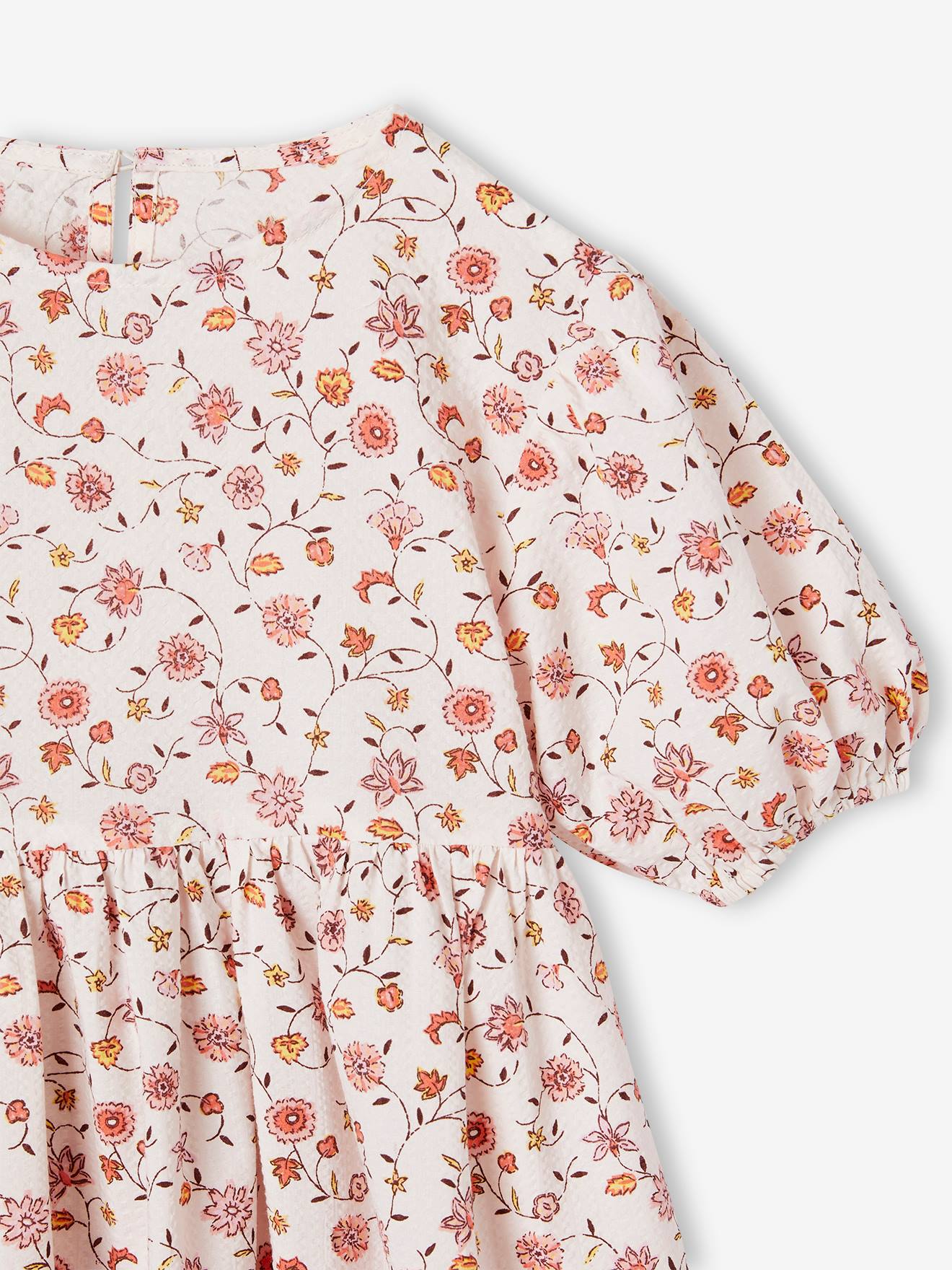 Vertbaudet Mädchen Kleid mit Ballonärmeln - lila