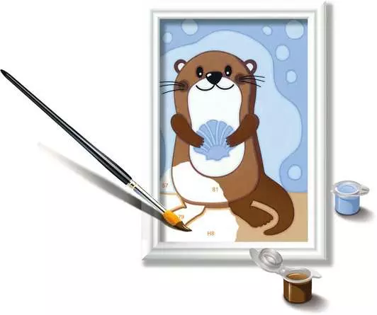 CreArt Fröhlicher Otter - Malen nach Zahlen für Kinder ab 7 Jahren