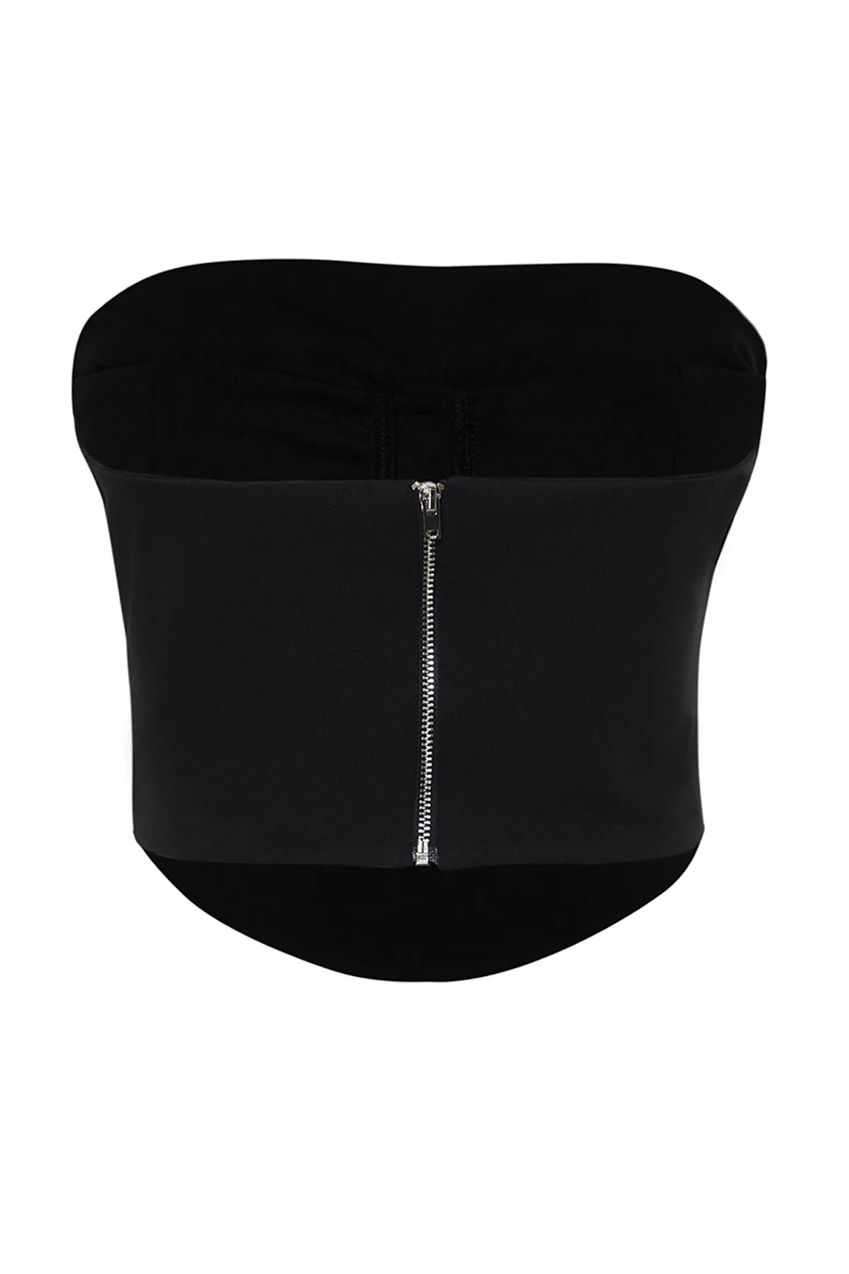 Trendyol Collection  X Zeynep Tosun Schwarzes Strick-Bustier mit leuchtenden Schmucksteinen TCLSS24BS00001