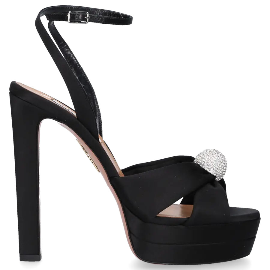Aquazzura - Sandalen YES DARLING 130 Satin - schwarz