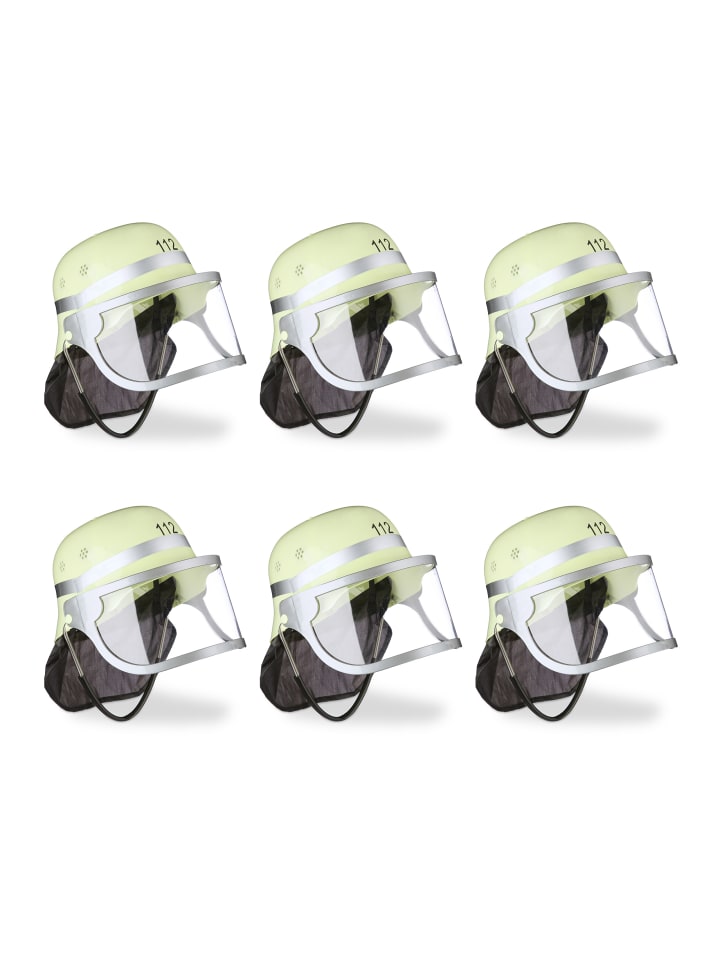 relaxdays 6x Feuerwehrhelm in Gelb günstig kaufen onesize