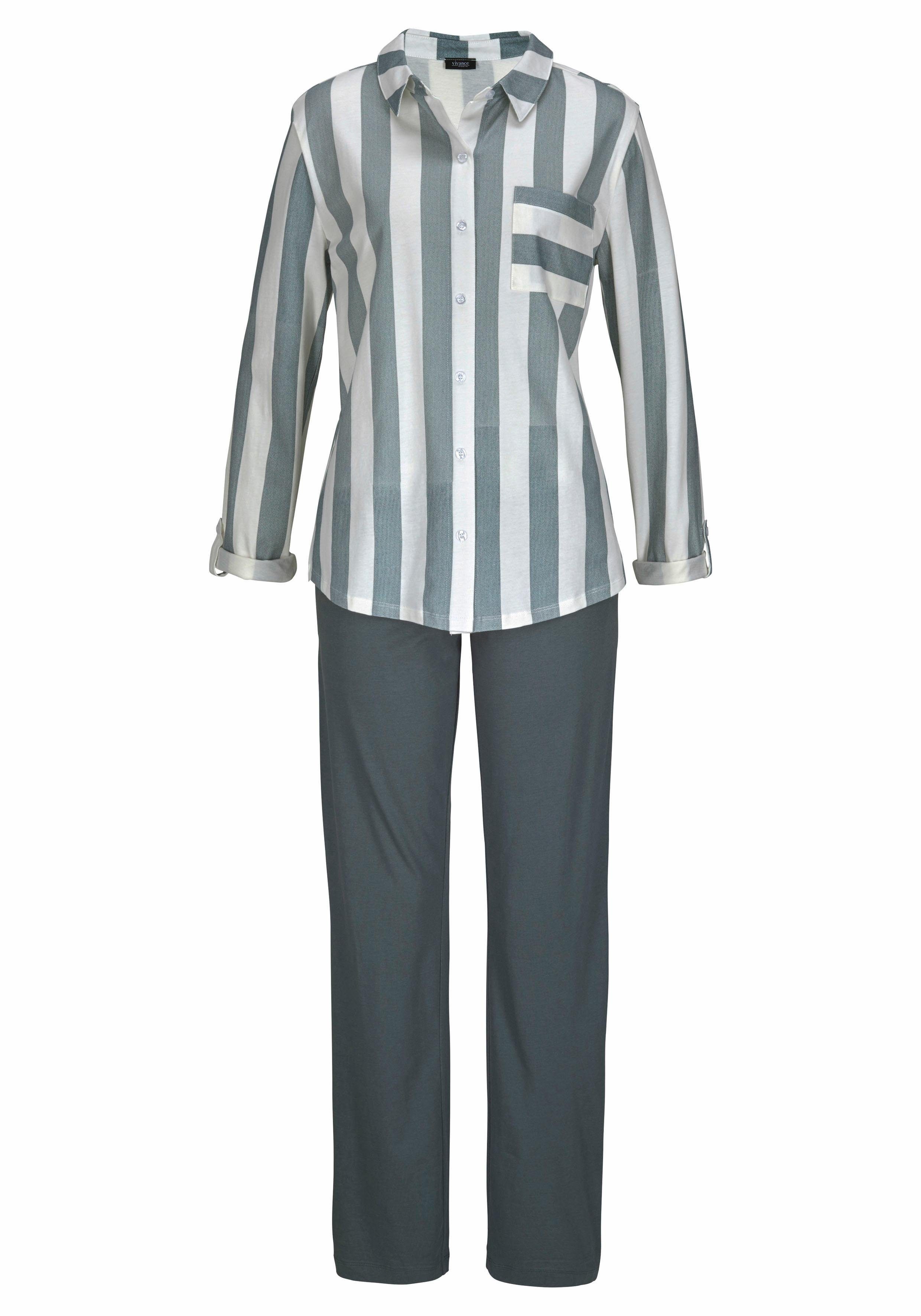 Vivance Dreams Pyjama (2 tlg., 1 Stück) im Hemdblusenlook