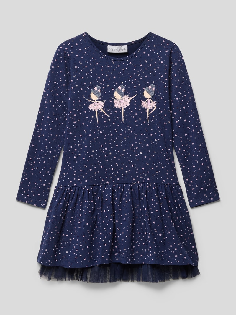 Minikleid mit Allover-Print in marineblau